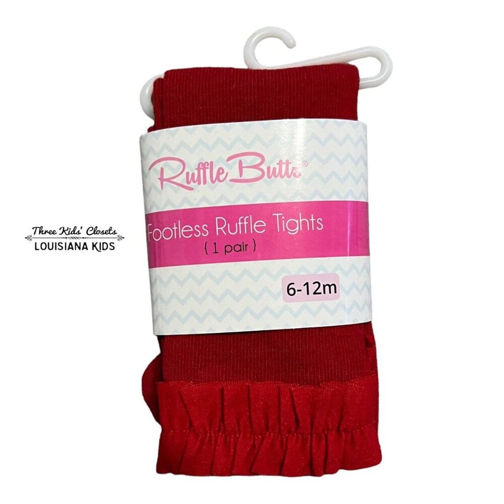 NEW Ruffle Butts 6-12m Red Footless Ruffle Tights